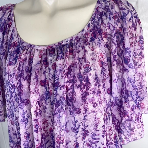 VINTAGE AMERICA Nine West Collection Floral layered tiered blouse Pink lilac S - Picture 4 of 7
